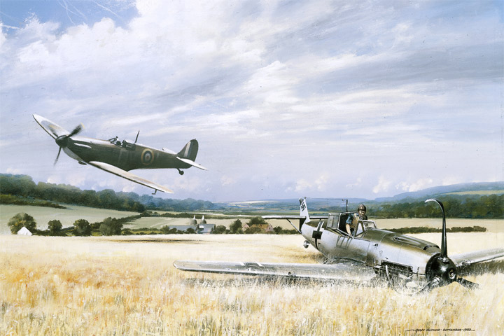Spitfire Paintings - Spitfire on Patrol