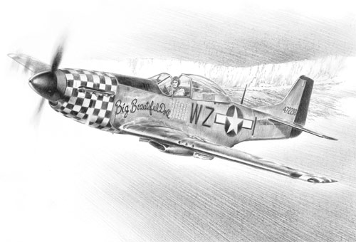 Mustang over the White Cliffs - Pencil Sketch print
