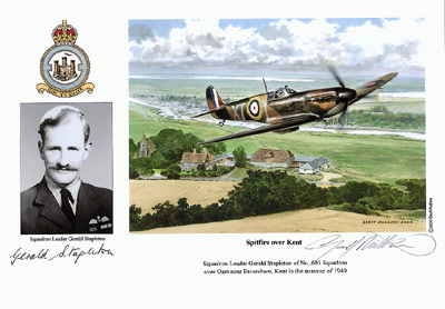 Squadron Leader Gerald Stapleton - Spitfire over Kent - Pilot Portrait print