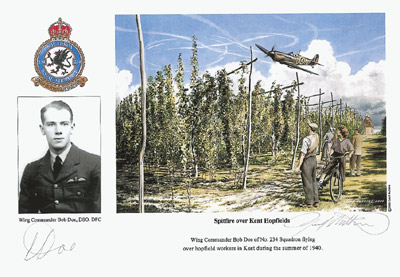 Wing Commander Bob Doe - Spitfire over Kent Hopfields - Pilot Portrait print